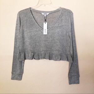 BB Dakota gray crop top Ruffle hem Size M